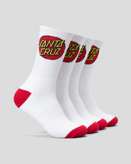 Santa Cruz Classic Dot 4 Pack Crew Socks 7-11 - White