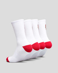 Santa Cruz Classic Dot 4 Pack Crew Socks 7-11 - White