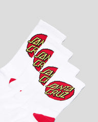 Santa Cruz Classic Dot 4 Pack Crew Socks 7-11 - White
