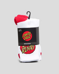 Santa Cruz Classic Dot 4 Pack Crew Socks 7-11 - White