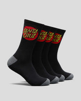 Santa Cruz Classic Dot 4 Pack Crew Socks - Black