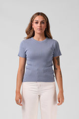 RPM Knitted SS top - Dusty Blue