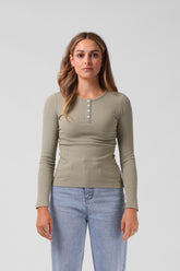 RPM Ribbed LS Henley Tee - Light Khaki