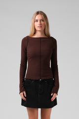 RPM Womens Ribbed LS - Chocolate