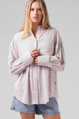 RPM Womens Oversize Shirt - Pink Stripe