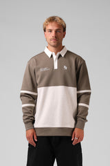 RPM Mens Rugby Polo - Olive / White Marl