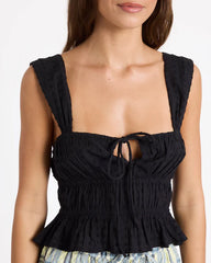 Roxy Malia Sunset Mist Top - Black