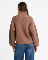 Roxy So Cozy Half Zip Jumper - Mocha