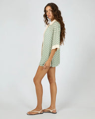 Silent Theory Bonnie Contrast Shirt - Sage/Cream