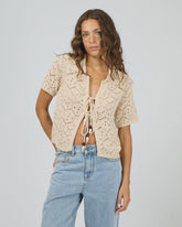 Silent Theory Nina Crochet Knit Top - Natural