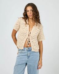 Silent Theory Nina Crochet Knit Top - Natural