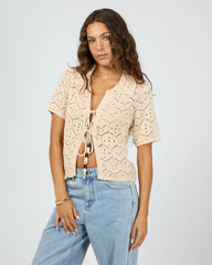 Silent Theory Nina Crochet Knit Top - Natural