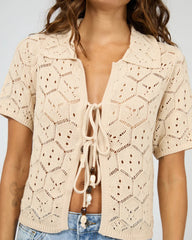 Silent Theory Nina Crochet Knit Top - Natural
