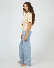 Silent Theory Nina Crochet Knit Top - Natural