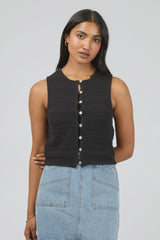 All About Eve Coen Knit Womens Vest Top - Black