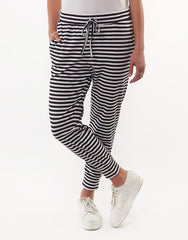 Silent Theory Pant Falling Brick Stripe - Grey Marle/White Stripe