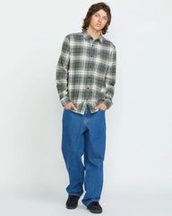 Volcom Caden Plaid LS Shirt- Dark Slate