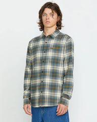 Volcom Caden Plaid LS Shirt- Dark Slate