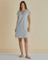 Betty Basics Daphne V-Neck Dress - Black/White Stripe