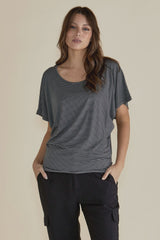 Betty Basics Maui Tee - Charcoal Stripe