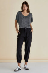 Betty Basics Maui Tee - Charcoal Stripe