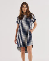Betty Basics Maxine T-Shirt Dress - Navy Stripe