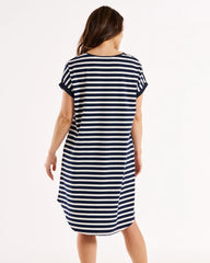 Betty Basics Maxine T-Shirt Dress - Navy Stripe