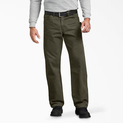 Dickies Relaxed Fit Duck Jean Straight Leg Carpenter Pant - Rinsed Moss