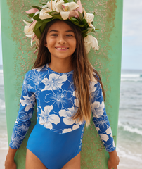 Roxy Girls Hippy Hibiscus Onesie - Nebulas Blue