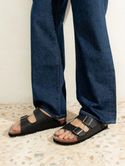 Genuins Hawaii Oiled Leather Sandal - Black