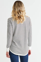 Betty Basics Sophie Knit Jumper - White/Black Stripe