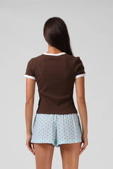 RPM Ribbed Ringer Tee - Chocolate