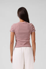 RPM Stripped Ribbed Tee - Pink Stripe