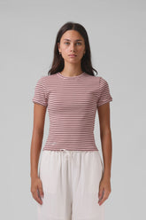RPM Stripped Ribbed Tee - Pink Stripe