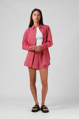 RPM Oversize Shirt - Red Pinstripe