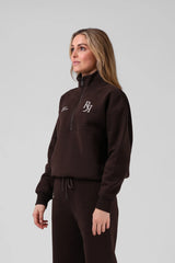 RPM Womens 1/4 Zip Sweater - Chocolate