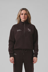 RPM Womens 1/4 Zip Sweater - Chocolate