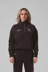 RPM Womens 1/4 Zip Sweater - Chocolate