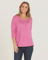 Betty Basics Milan 3/4 Sleeve Top - Winter Pink