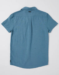 Rusty Overtone Short Sleeve Linen Shirt Boys - Yonder Blue