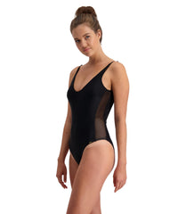 Piha Side Mesh Suit Solid Separates - Black