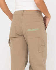 Rusty Billie Low Wide Canvas Carpenter Pant - Khaki