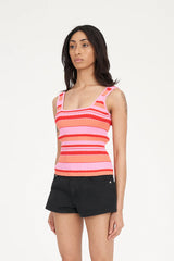 Huffer Kyra Stripe Rib Tank - Heatwave