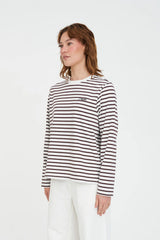 Huffer Oui Oui Long Sleeve Tee - Chestnut/Chalk