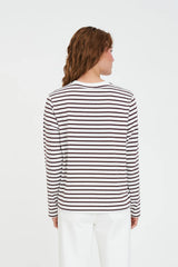 Huffer Oui Oui Long Sleeve Tee - Chestnut/Chalk