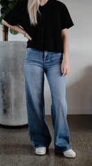 Junkfood Wendy Wide Leg Jean - Denim Blue