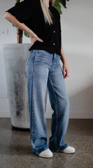 Junkfood Wendy Wide Leg Jean - Denim Blue