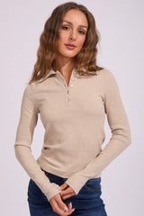 Silent Theory Womens Aria Knit Long Sleeve Top - Oat