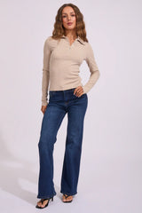 Silent Theory Womens Aria Knit Long Sleeve Top - Oat