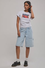 Rusty Billie Low Rise Carpenter Jort - Sky Blue Heather